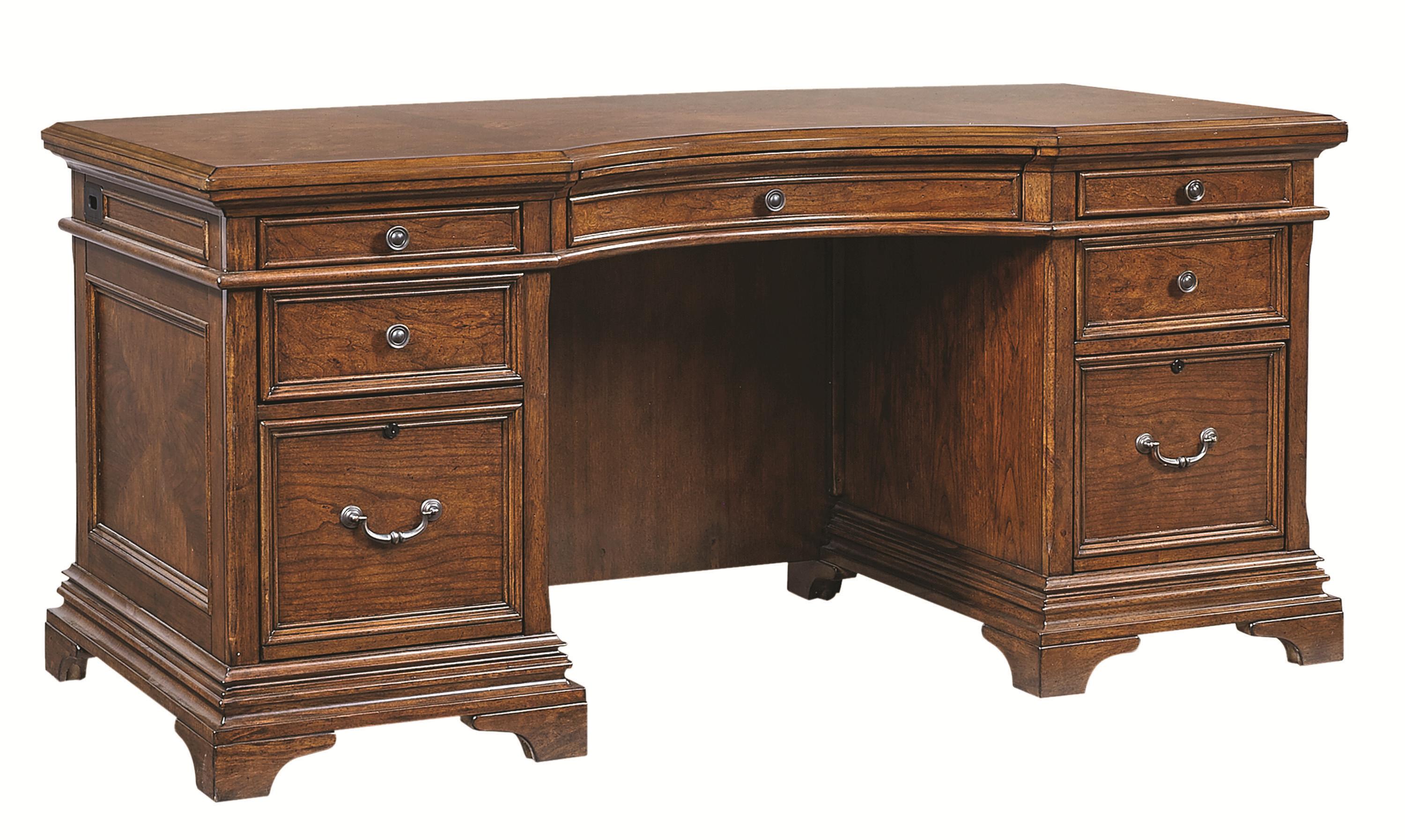 Aspenhome Hawthorne 66Inch Curved Executive Desk with 4 Utility
